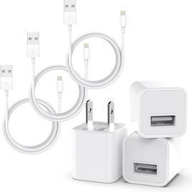 3 Pack of iPhone Lightning Charger Cables w/3 USB Wall Plugs