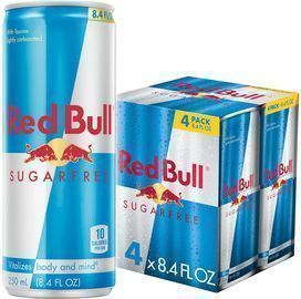 Red Bull Sugar Free Energy Drink, 4 Pack of 8.4 Fl Oz Cans
