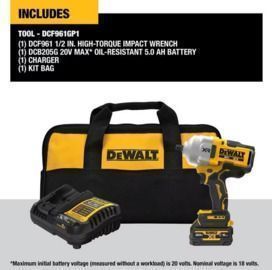 DeWalt 20V MAX Lithium-Ion 1/2" High Torque Impact Wrench Kit