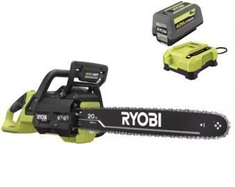 RYOBI 40V HP Brushless 20" Battery Chainsaw with 8.0 Ah Battery and Rapid Charger