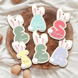 Personalized 3D Wooden Letter Easter Bunny Name Tag