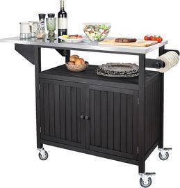 Portable Outdoor Grill Cart Cabinet Storage with Stainless Steel Top and Wheels