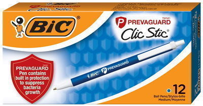 BIC PrevaGuard Clic Stic Ballpoint Pen, 12ct