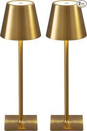 2 Pack Cordless Table Lamp, Portable LED Desk Lamp (Gold)