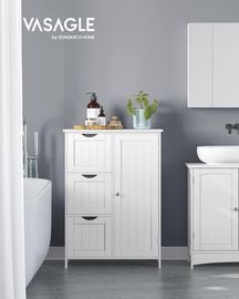 Vasagle Bathroom Floor Storage Cabinet W/3 Drawers & Adjustable Shelf
