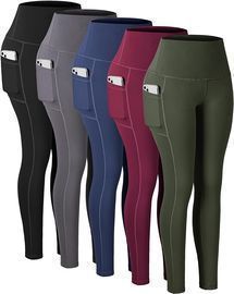 Chrleisure Leggings with Pockets for Women, Pack of 5
