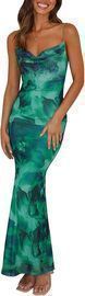 Women's 2025 Summer Floral Spaghetti Strap Maxi Dress