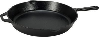 Amazon Basics Pre-Seasoned Cast Iron Skillet, Heavy-Duty & Large, 15", Black
