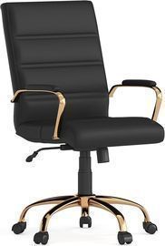 Flash Furniture Whitney Mid-Back Swivel LeatherSoft Desk Chair, Black/Gold