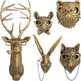 Guasdie Animal Heads Wall Decor (Resin), 5 Pieces