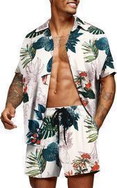 Men's Hawaiian Matching Set Summer Tropical 2 Piece Outfit