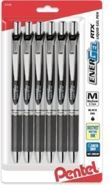 Pentel EnerGel RTX Retractable Liquid Gel Pen, 6pk