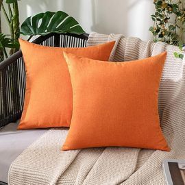 Pack of 2 Decorative Outdoor Solid Waterproof Throw Pillow, Bright Orange