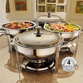 Chafing Dishes for Buffet, 4 Pack 5QT Round Stainless Steel