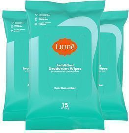 3 Pack of Lume Cool Cumber Acidified Deodorant Wipes