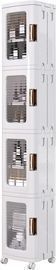 4-Tier Plastic Tall Narrow Storage Cabinet with Movable Wheels