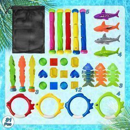 Jasonwell 31 PC Pool Diving Toys W/Storage Bag