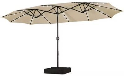 15' Large Rectangle Patio Umbrella w/Solar Lights