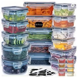 24 PC Dishwasher Safe Kitchen Storage Container Set W/Lids