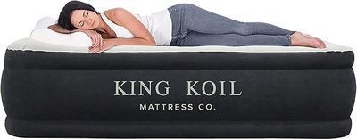King Koil Luxury Full Size Plush Pillow Top Air Mattress with Built-in High-Speed Pump