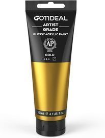 GOTIDEAL Acrylic Paint Metallic Gold 24K Tubes (120ml, 4.1 oz)