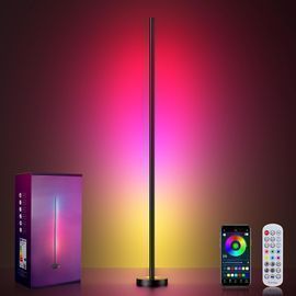 Smart RGBICW LED Corner Floor Lamp, 16 Million DIY Colors, 68+ Scenes, Music Sync