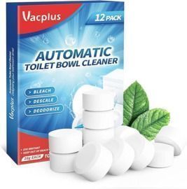 Vacplus Automatic Toilet Bowl Cleaner Tablets with Bleach, 12pk
