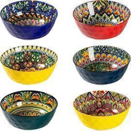 Henten Home Ceramic Soup Bowls Set of 6, 25 Oz