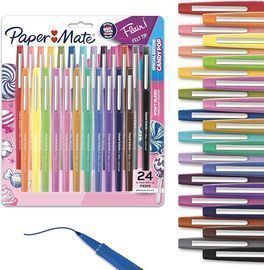 Paper Mate Flair Felt Tip Pens, Medium Point (0.7mm), Assorted Colors, 24 Count