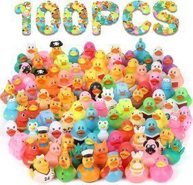 100 Pack Rubber Ducks in Bulk, Assorted