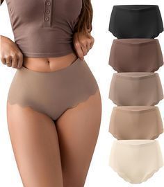 Sharicca Seamless High Waisted Underwear, Pack of 5