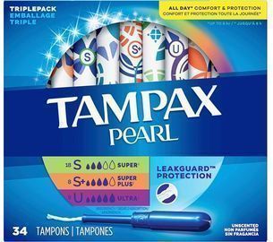 Tampax Pearl Tampons Trio Pack, 34ct
