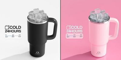 Encool 32 oz Stainless Steel Tumbler W/Handle & Straw