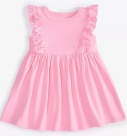First Impressions Baby Girls Solid Eyelet-Flutter Dress
