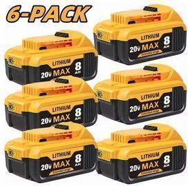 8 Pack of 8.0Ah 20V Lithium-Ion Replacement Batteries