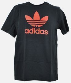 Adidas Original Brand Black Red Short Sleeve Small Crew Neck Tshirt