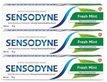 3 Pack of Sensodyne Fresh Mint Triple Action Cleaning Toothpaste
