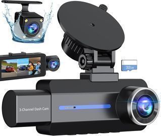 3 Channel Front and Rear Dash Camera with 32GB Card