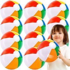Joyfy 12 Pack 12" Inflatable Rainbow Beach Balls