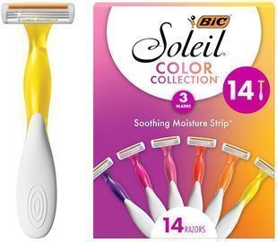 BIC 14 Pack Soleil Smooth Colors Women's Disposable with 3 Blade Razors