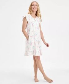 Charter Club Women's Cotton Flutter-Sleeve Chemise