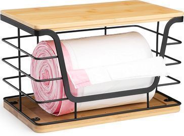 Extra Large Trash Bag Dispenser With Bamboo Top