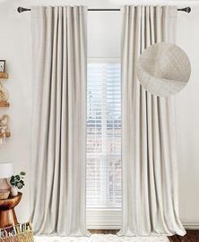 100% Blackout Shield, Linen Blackout Curtains for Bedroom
