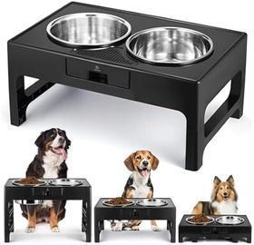 Stainless Steel Raised Dog Bowl with Adjustable Stand