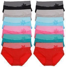 Angelina Cotton Hiphuggers with Polka-Dot Print and Striped Waist, 12pk