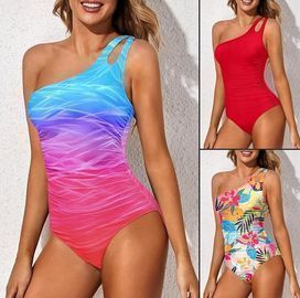 Holipick One Shoulder One Piece Swimsuit W/Tummy Control