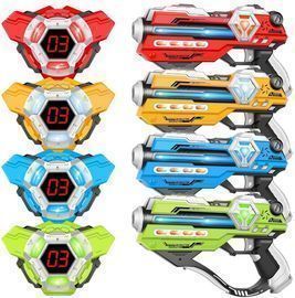 Set of 4 Laser Tag Guns W/Digital LED Score Display Vests