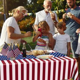 Qzyl 4 Pack of 54" x 108" Patriotic Plastic Table Covers