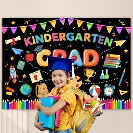 Kindergarten Graduation Backdrop Banner, 5.9' x 3.6'