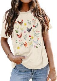 Astanfy Chicken Wild Flower T-Shirt